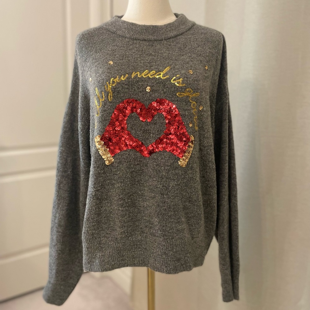 H&M Grey Sweater with Sequins